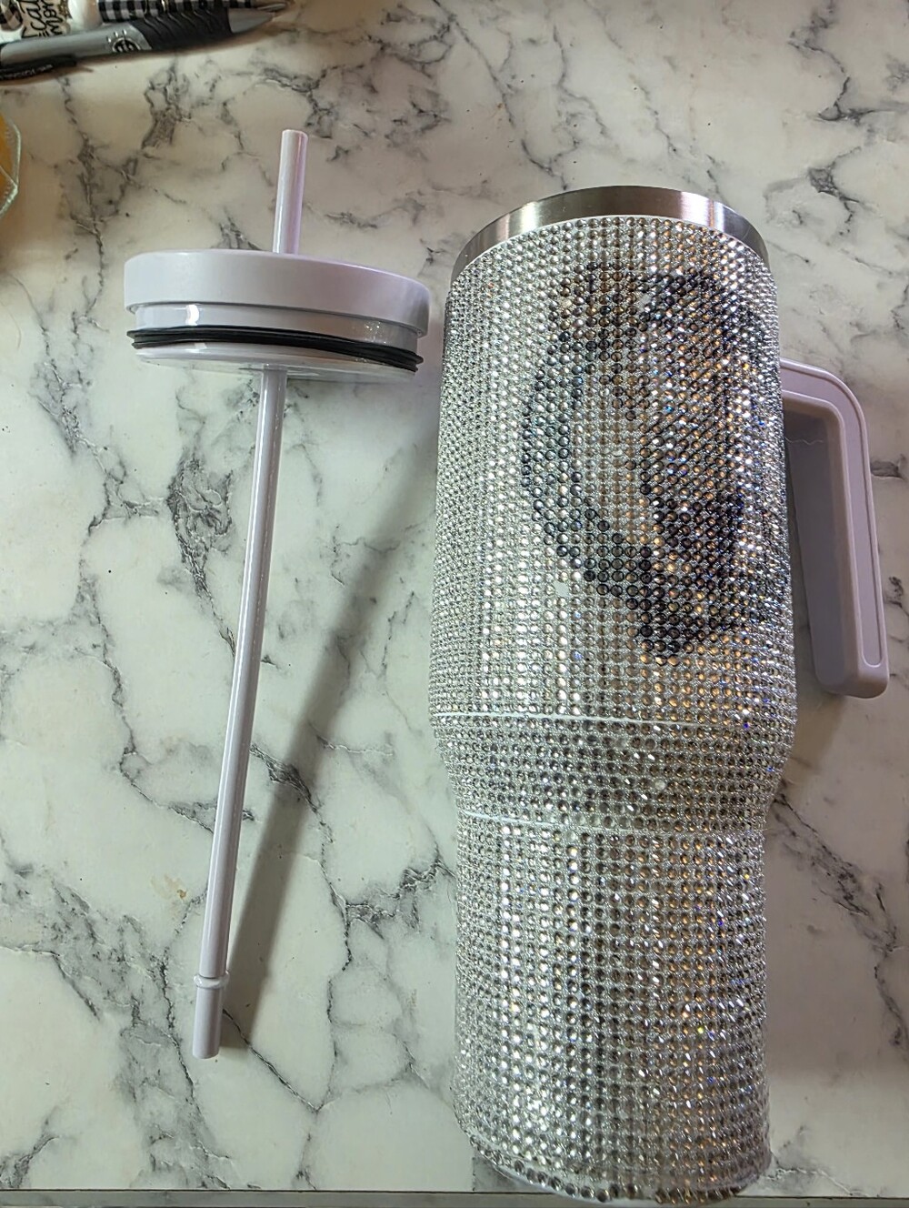 SparkleCrystal Bedazzled Stainless Accent Tumbler - White 40oz